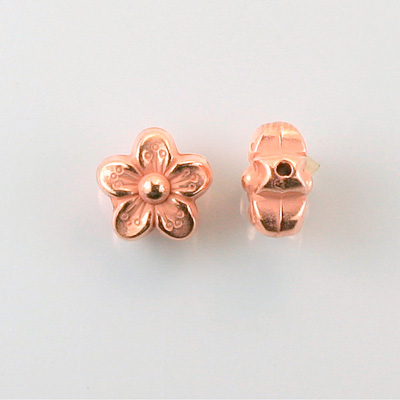 Metalized Plastic Bead - 5-Petal Flower 11MM COPPER