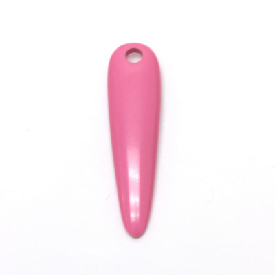 Plastic Pendant - Opaque Color Smooth Pear 46x12MM BRIGHT PINK