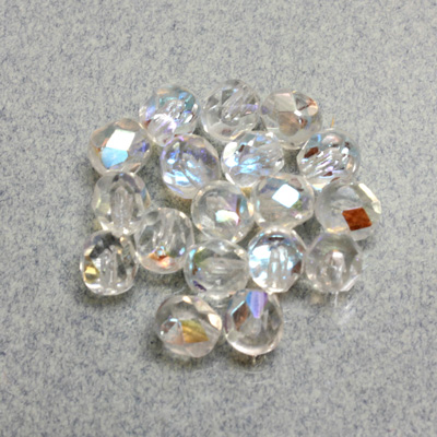 Czech Glass Fire Polish 1-Hole Ball - 06MM CRYSTAL AB