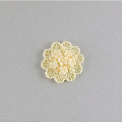 Plastic Carved Flower - Cluster 15MM IVORY