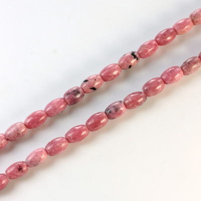 Gemstone Bead - Smooth Oval Rice 06x4MM RHODONITE