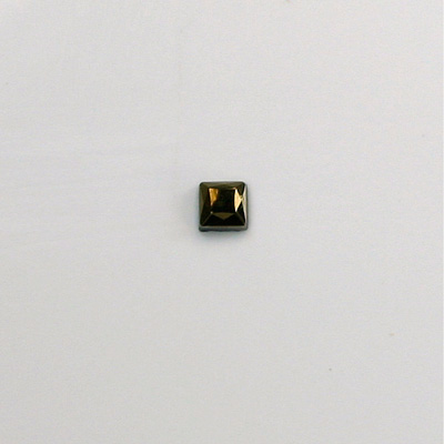 Czech Glass Flat Back Rose Cut Stone - Square 04x4MM IRIS BROWN Metallic Coated