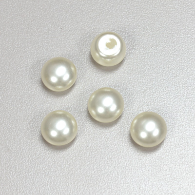 Glass High Dome Cabochon Pearl Dipped - Round 10MM WHITE