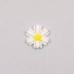 Plastic Carved No-Hole Flower - Daisy 19MM WHITE with YELLOW CENTER