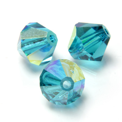 Preciosa Crystal Bead - Bicone 03MM 2X COATED BLUE ZIRCON AB