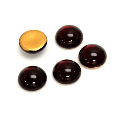 Glass Medium Dome Foiled Cabochon - Round 11MM GARNET