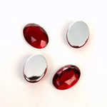 Plastic Flat Back Foiled Rose Cut Rhinestone - Oval 14x10MM RUBY