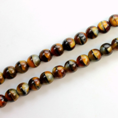 Czech Pressed Glass Bead - Smooth Round 06MM TIGEREYE