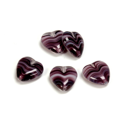 Czech Pressed Glass Bead - Smooth Heart 12x11MM PORPHYR AMETHYST