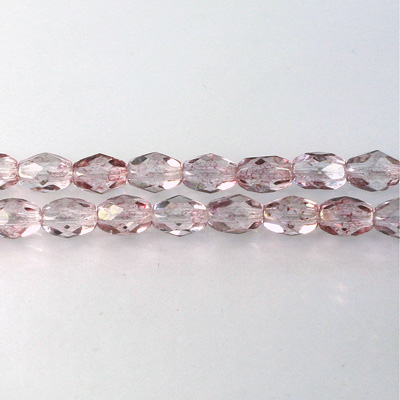 Czech Glass Fire Polish Bead - Oval 07x5MM LUMI COATED ROSE