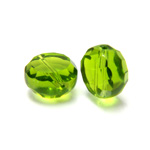 Chinese Cut Crystal Bead - Round Disc Side Drilled 10MM LT OLIVINE