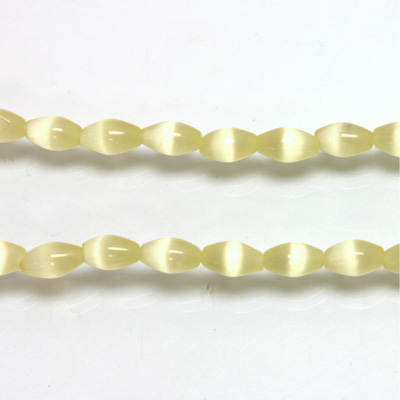 Fiber Optic Synthetic Cat's Eye Bead -  Oval Rice 06x4MM CAT'S EYE YELLOW