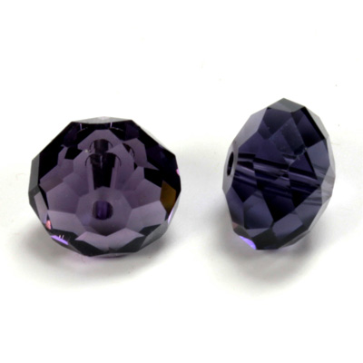 Chinese Cut Crystal Bead - Rondelle 09x12MM TANZANITE