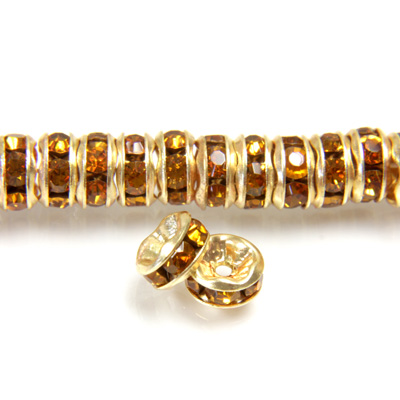 Czech Rhinestone Rondelle - Round Wavy 05MM TOPAZ-GOLD