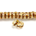 Czech Rhinestone Rondelle - Round Wavy 05MM TOPAZ-GOLD