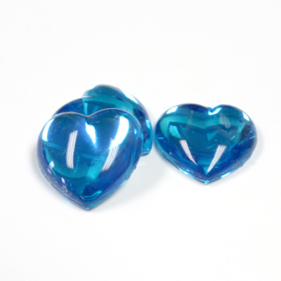 Plastic Flat Back Foiled Cabochon - Heart 18.5MM AQUA