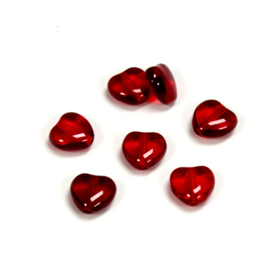 Czech Pressed Glass Bead - Smooth Heart 08x8MM RUBY