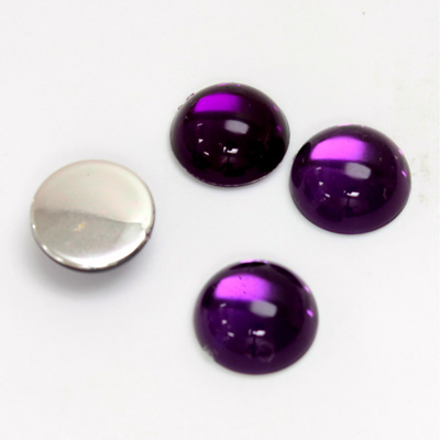 Plastic Flat Back Foiled Cabochon - Round 12MM AMETHYST