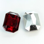 Plastic Point Back Foiled Stone - Cushion Octagon 25x18MM RUBY