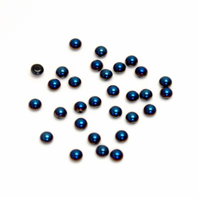 Glass Medium Dome Cabochon - Round 03MM Metallic Coated IRIS BLUE