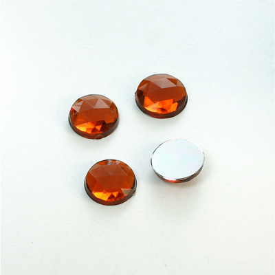 Plastic Flat Back Foiled Rauten Rose Rhinestone - Round 10MM SMOKE TOPAZ