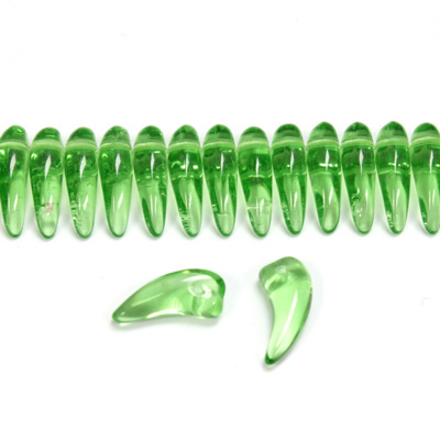 Czech Pressed Glass Bead -Tiger Tooth 06x16MM PERIDOT