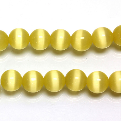 Fiber-Optic Synthetic Bead - Cat's Eye Smooth Round 08MM CAT'S EYE YELLOW