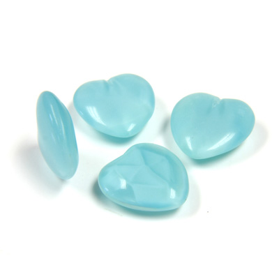 Glass Point Back Buff Top Stone Opaque Doublet - Heart 12x11MM AQUA MOONSTONE