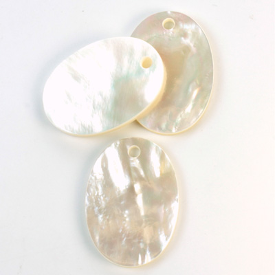 Shell Pendant - Smooth Flat Oval 25x18MM WHITE MOP