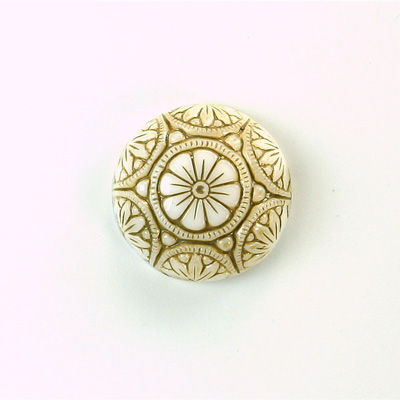 Glass Flat Back Mosaic Top Stone Round 18MM BEIGE on WHITE