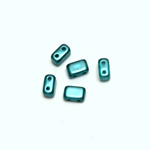 Czech Pressed Glass Bead - Smooth Two Hole 06x4MM PEARL TEAL CRYSTAL
