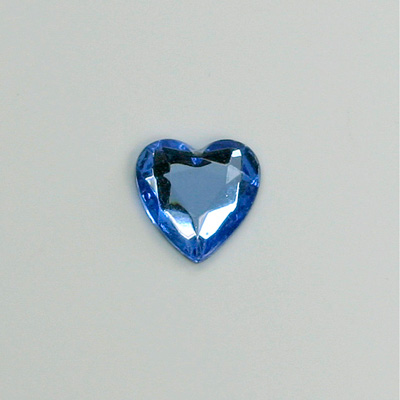 Glass Flat Back Rose Cut Fancy Foiled Stone  - Heart 12x11MM LT SAPPHIRE