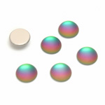 Glass Medium Dome Foiled Cabochon - Coated Round 09MM MATTE HELIO GREEN