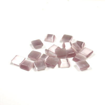 Fiber-Optic Flat Back Buff Top Straight Side Stone - Square 05x5MM CAT'S EYE LT PURPLE