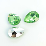 Plastic Point Back Foiled Stone - Pear 18x13MM PERIDOT