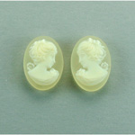 Plastic Cameo - Woman with Bow Oval 18x13MM IVORY ON MATTE Crystal