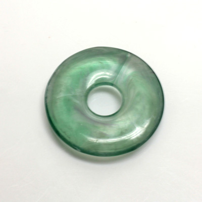 Plastic  Bead - Mixed Color Smooth Round Donut 30MM LIGHT GREEN SILK