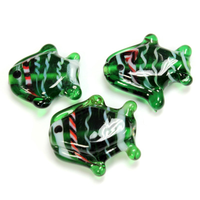 Indian Glass Lampwork Bead - Fish Large DARK EMERALD