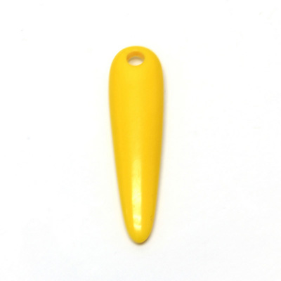 Plastic Pendant - Opaque Color Smooth Pear 46x12MM BRIGHT TANGERINE