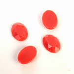 Plastic Flat Back Rose Cut Rhinestone - Oval 14x10MM CORAL