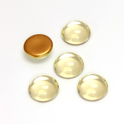 Glass Medium Dome Foiled Cabochon - Round 11MM JONQUIL