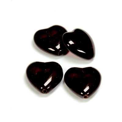 Czech Pressed Glass Bead - Smooth Heart 16x15MM GARNET