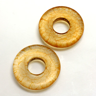 Plastic Bead - Veggie Color Smooth Flat Donut 25MM MATTE TOPAZ