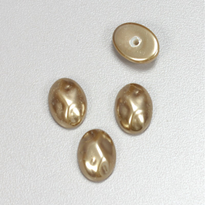 Glass Cabochon Baroque Top Pearl Dipped - Oval 14x10MM LT BROWN