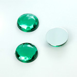 Plastic Flat Back Foiled Rauten Rose Rhinestone - Round 15MM EMERALD