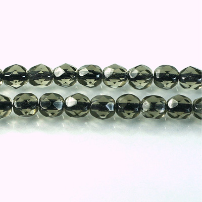 Czech Glass Fire Polish Bead - Round 06MM BLACK DIAMOND BLACK LINE