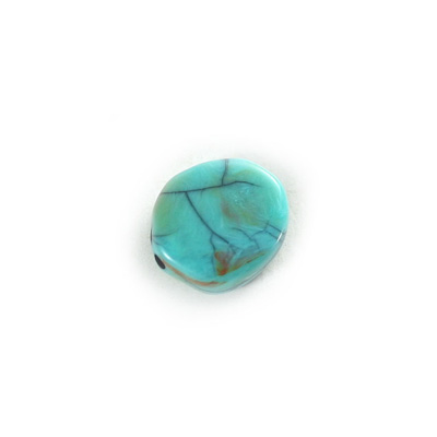 Plastic  Bead - Mixed Color Smooth Flat Abstract 15MM TURQUOISE MATRIX