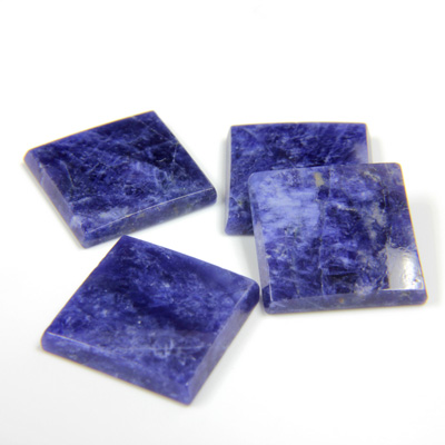 Gemstone Flat Back Single Bevel Buff Top Stone - Square 14x14MM SODALITE