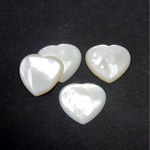 Shell Flat Back Cabochon - Heart 16MM WHITE MOP