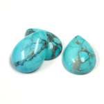 Gemstone Cabochon - Pear 18x13MM HOWLITE DYED CHINESE TURQ
